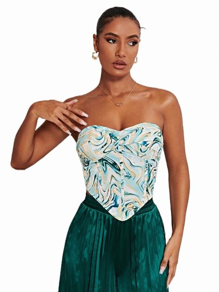

women's t-shirt marble print criss cross tube b6wk#, White