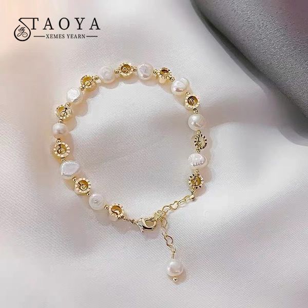

natural baroque pearl sweet charm bracelet for womans simple fashion jewelry party student girl's elegant accessory bracelets, Golden;silver
