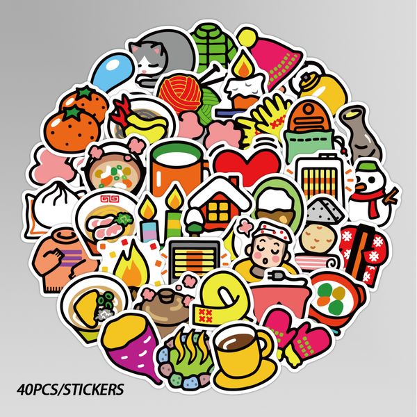 

40pcs cute cartoon winter style stickers pack kids toys decal sticker diy stationery luggage lapwaterproof