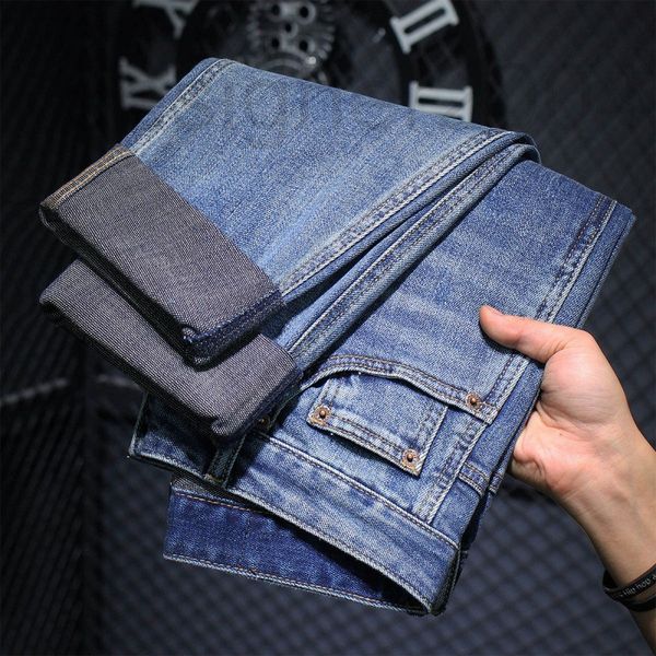 

men's jeans designer light color jeans men's spring and autumn new american loose small straight pants fashion casual cgew, Blue