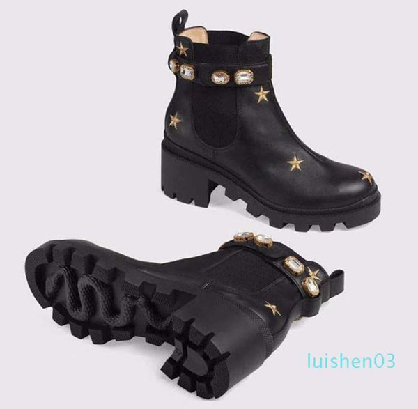 

2019 womens leather shoes lace up ribbon belt buckle ankle boo, Black