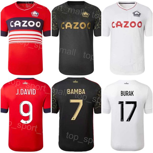 

2022 2023 club lille soccer jersey 12 yusuf yazici 9 jonathan david 17 burak yilmaz 10 ikone 28 reinildo mandava 7 jonathan bamba 6 jose fon, Black;yellow