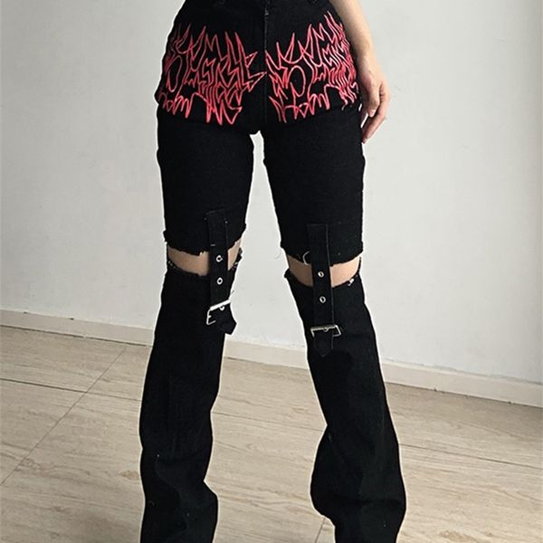 

women's jeans gothic emo cargo pants techwear hippie baggy jeans mom goth punk black denim trousers cyber y2k pants academic dark cloth, Blue