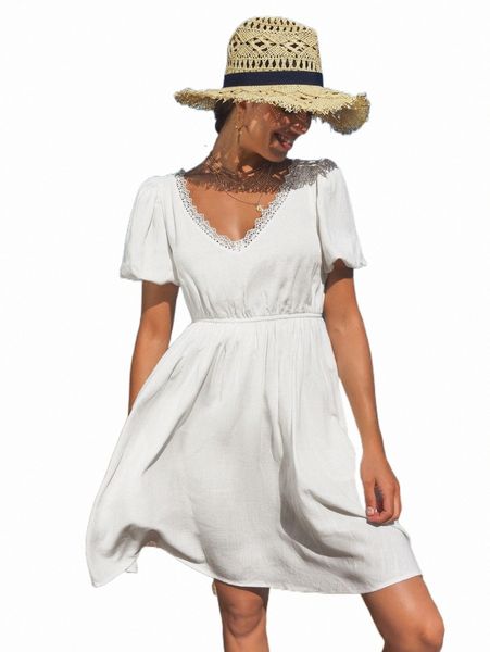 

casual dresses contrast lace a-line dress 2022 new d792#, Black;gray