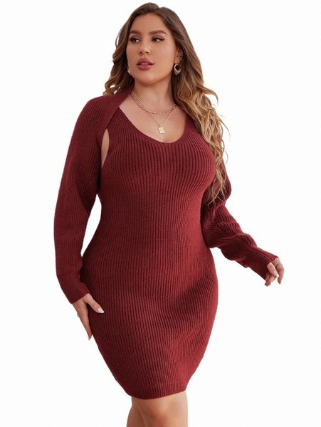 

plus size t-shirt plus batwing sleeve shrug cardigan & sweater dress 47i4#, Black