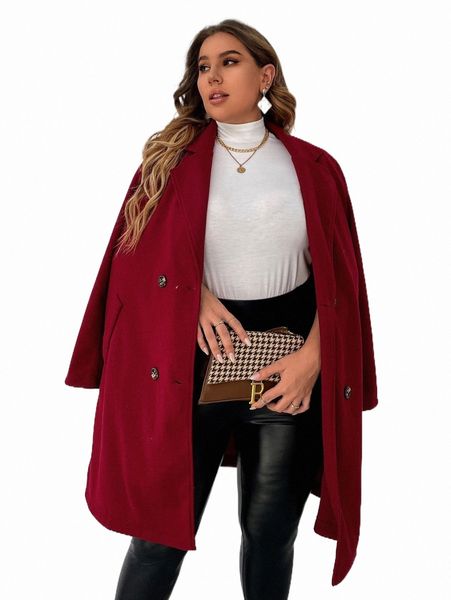 

plus size outerwear & coats plus double breasted overcoat a5ik#, Black