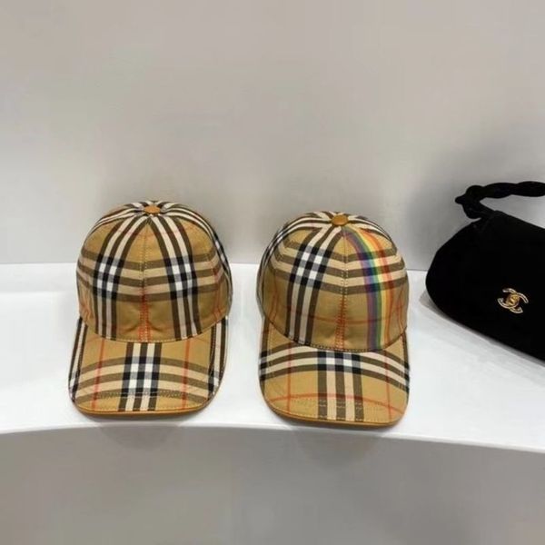 

plaid burberys red hat net baseball cap with duck tongue for men and women, Blue;gray