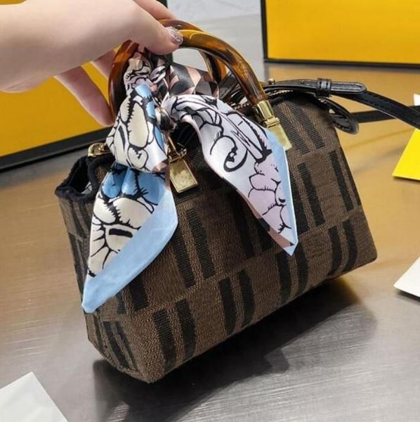 

mini boston handbags women designer shoulder bags embossed letter crossbody soft fur totes purses hardware genuine leather