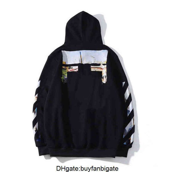 

men's hoodies sweatshirts mens sweatshirt sportswear offs loose classic fashion brand designers luxury back oil paint gbyc, Black