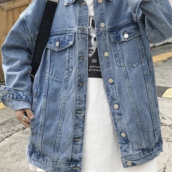 

womens jackets syiwidii denim jacket for women jean coat korean fashion oversized button down jacket long sleeve chic outwear with pocket 22, Black;brown