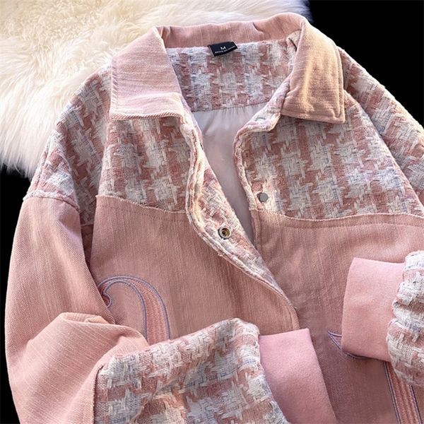 

womens jackets womens pink jacket harajuku hiphop oversized high street couple clothes baseball uniform singlebreasted splicing cardigan coa, Black;brown