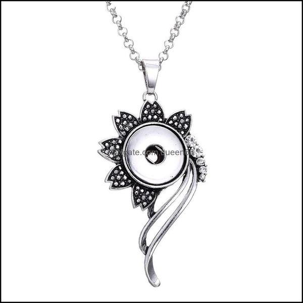 

pendant necklaces snap button jewelry rhinestone retro flower pendant fit 18mm snaps buttons necklace for women noosa d0 dhseller2010 dh2ga, Silver