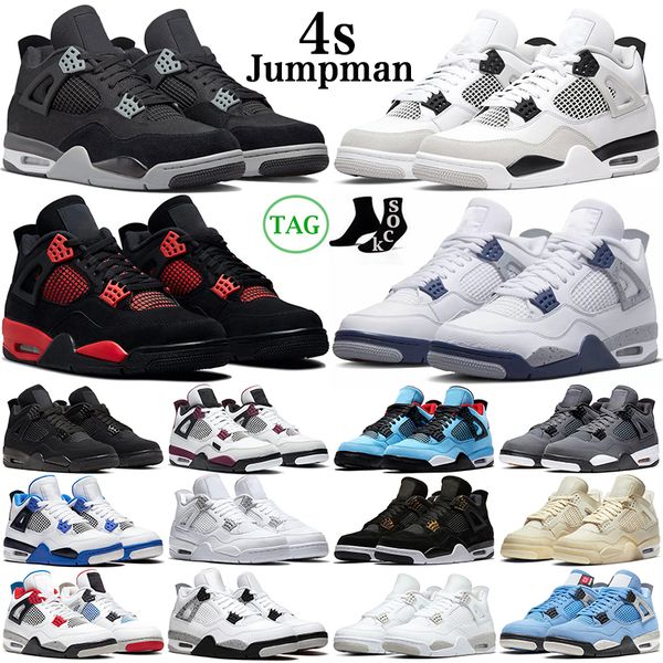 

jumpman 4 4s mens basketball shoes military black cat canvas white oreo red thunder sail university blue bred cactus jack men women