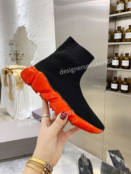 

knitting elasticity ankle boots fashion designer printing mixed colors shoes stretch boot half booty high heel womens ly220114, Black