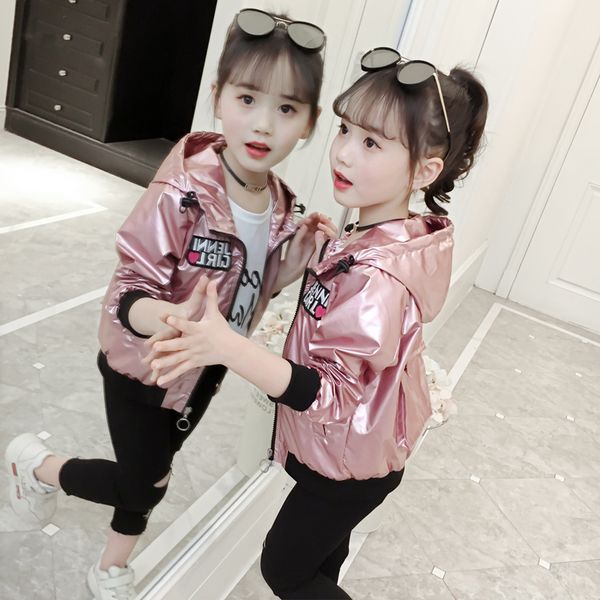 

jackets fashion shiny baby girl's bomber jacket spring fall baseball jacket girl kids bright outerwear outfits windbreaker coat 220908, Blue;gray