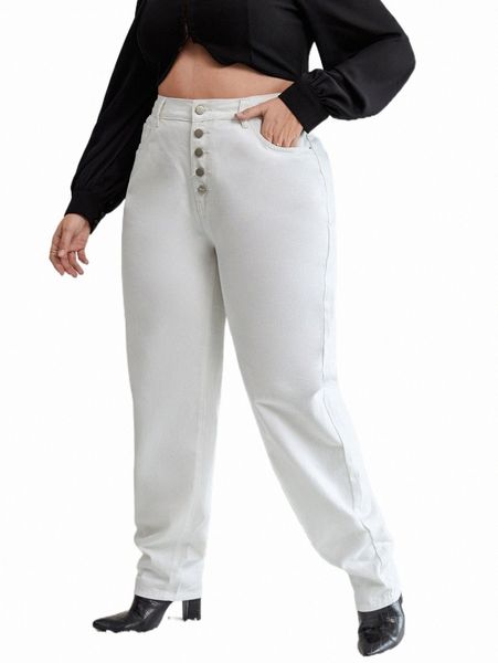 

women's jeans plus high waist button fly straight leg jeans h4b9#, Blue