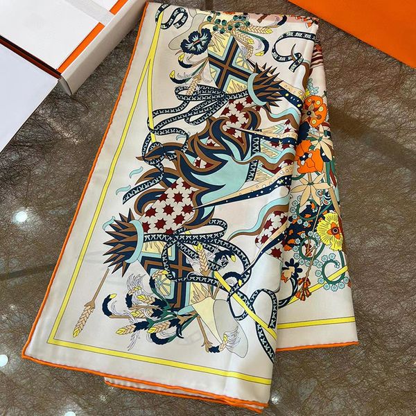 

women's new style scarves wholesale 5a classic h scarf hand crimping headcloth luxury kerchief designer silk pattern print scarfs casua, Blue;gray