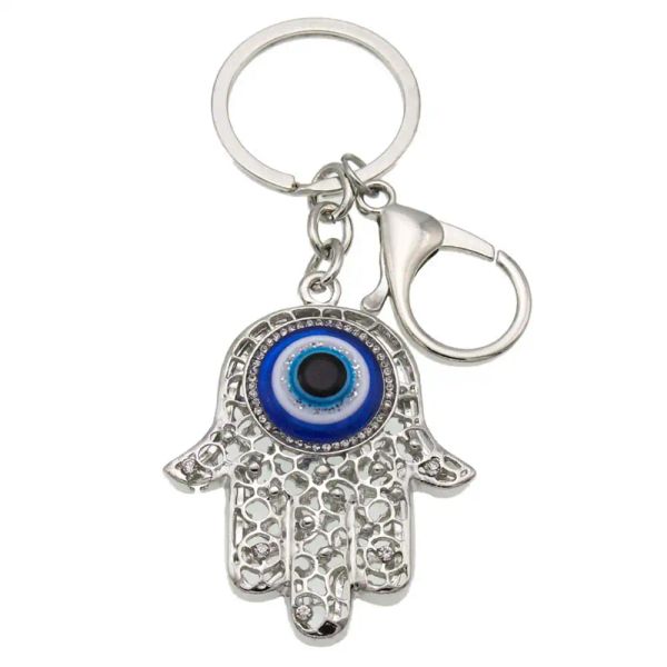 

key rings l blue evil eye hamsa hand keychain crystal charm purse pendant handbag bag decoration holiday ornament sier drop ffshop2001 amanh, Slivery;golden