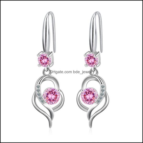 

charm heart charms s925 stamp sier earrings blue pink white zircon earring jewelry shiny crystal tassel hoops piercing f dhseller2010 dh3u9, Golden