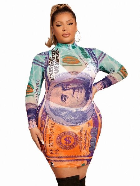 

plus size dresses sxy plus dollar print mesh bodycon dress d3kj#, Black