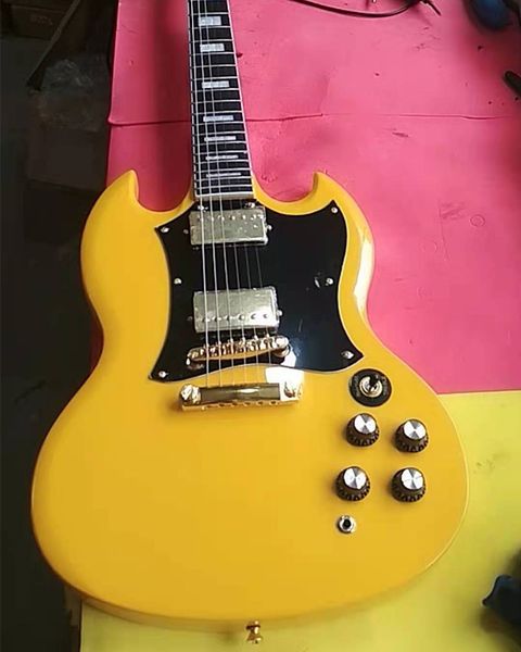 

hina oem factory new brand yellow color sg electric guitaflame electric guitar