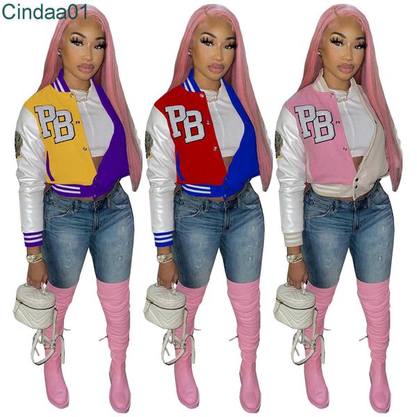

women sports jacket xs-xxl 2022 new fashion letter printed stand collar splicing baseball uniform, Black;brown