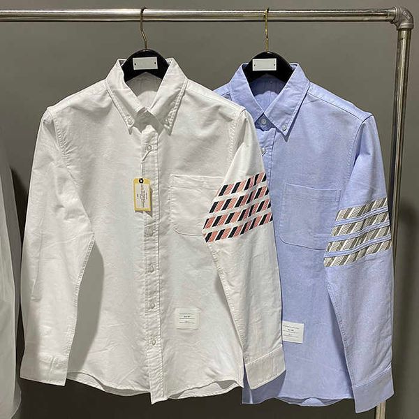 

men's and women's casual shirts 2022 fashion luxury brand tb slim fit white long sleeve striped spring autumn oxford solid clothin, White;black