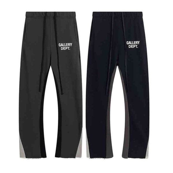 

trendy galleryes classic pants street fashion high brand splicing wide leg large loose guardunz6, Black
