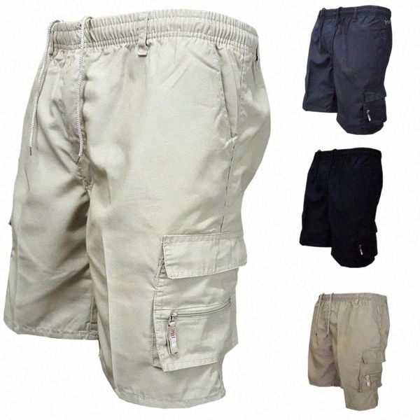 

men's shorts men's shorts 2022 casual fashion cargo solid color drawstring men loose multi pockets for fitness y8zc#, White;black