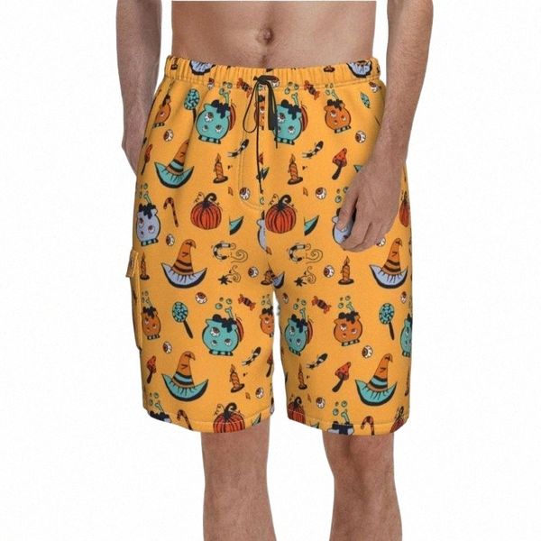 

men's shorts men's shorts halloween pumpkin eyeball candy board funny polyester swimming trunks bathing men swim h7s6#, White;black
