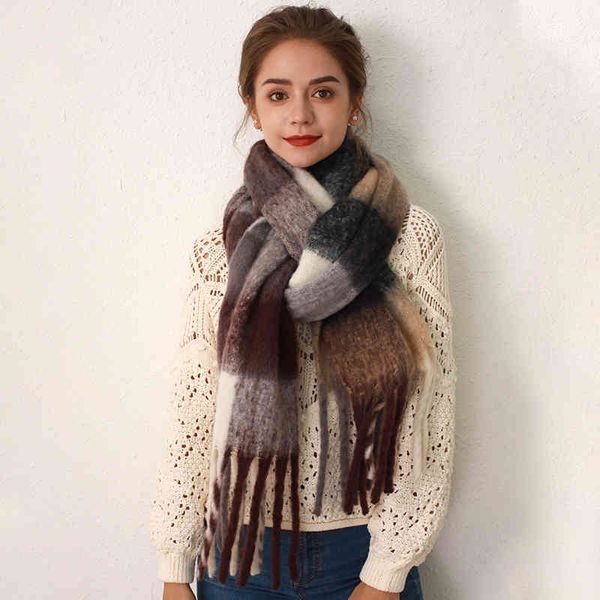 

designer scarf acne sweden studios ac same soft waxy mohair women's korean new autumn and winter thickened warm imitation cashmere plai, Blue;gray