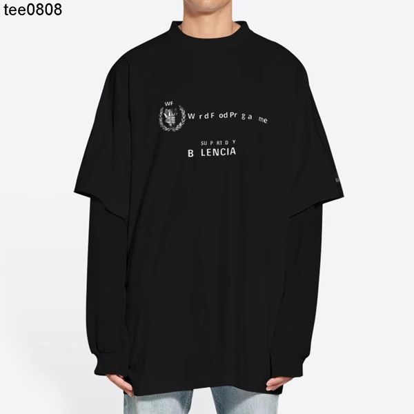 

distinguish the market high version tide brand paris balencaigass home fake two piece printed round neck long sleeve cotton os large couple, White