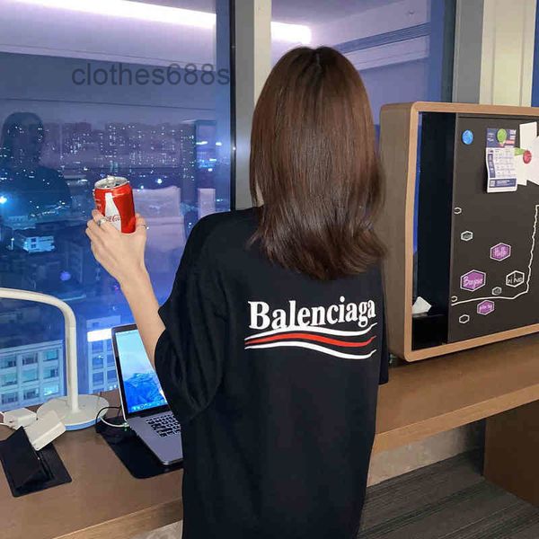 

men's shirts designer bbalencigass t shirt sweaters trendy couple short sleeve cola wave printed cotton shirts b loose bottomed half l2, White;black