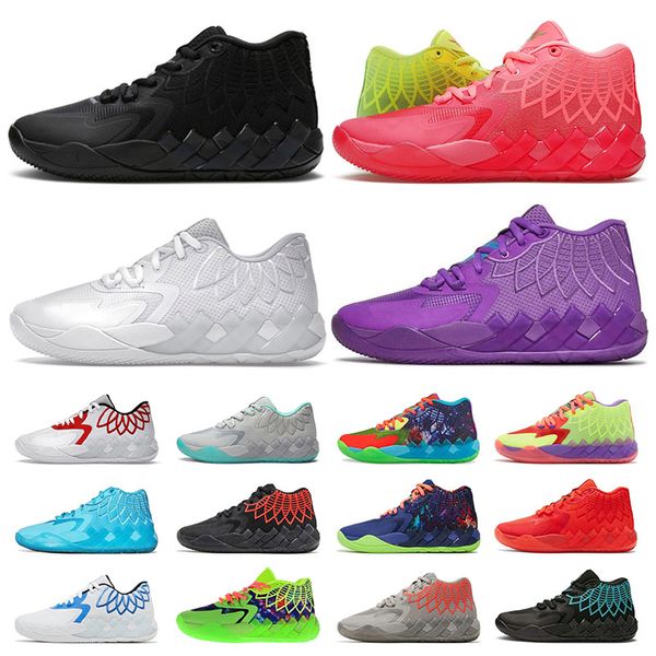 

morty basketball shoes rick and mens lamelo ball shoe mb 01 queen city rock ridge red triple black galaxy not from here buzz city sports