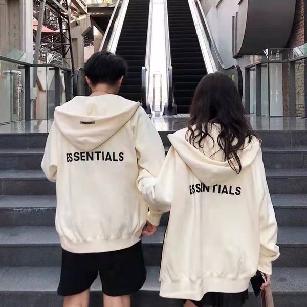 

hoodie essentials fearofgodog multi thread zipper jacket high street sweater long sleeve couple's wear, Black