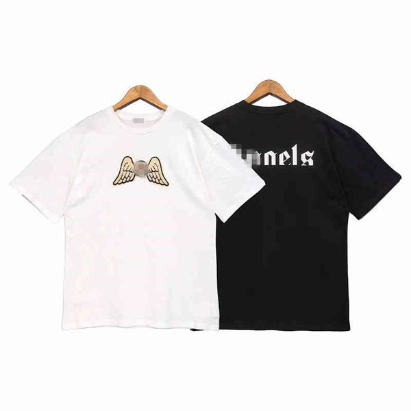 

palm angle' mens designer casual t shirt fashion polos branded wing letter short sleeve t-shirt men and women high loose half fashion b, White;black