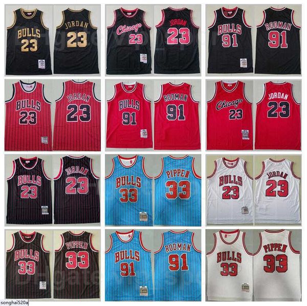 

college basketball wears jersey men retro basketball michael mitchell men jersey 23 scottie pippen 33 dennis rodman 91 stripe black red whit