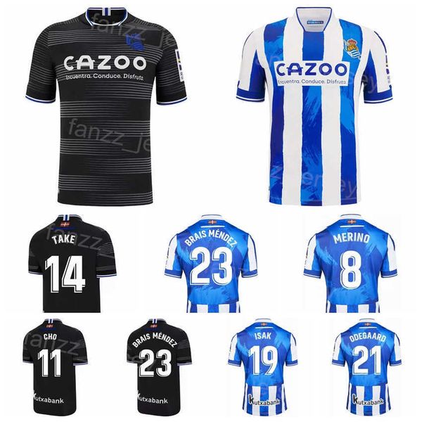 

real sociedad 2022-23 soccer 19 alexander isak jerseys club 6 aritz elustondo 33 jon karrikaburu 11 mohamed ali-cho 14 takefusa kubo 21 davi, Black;yellow
