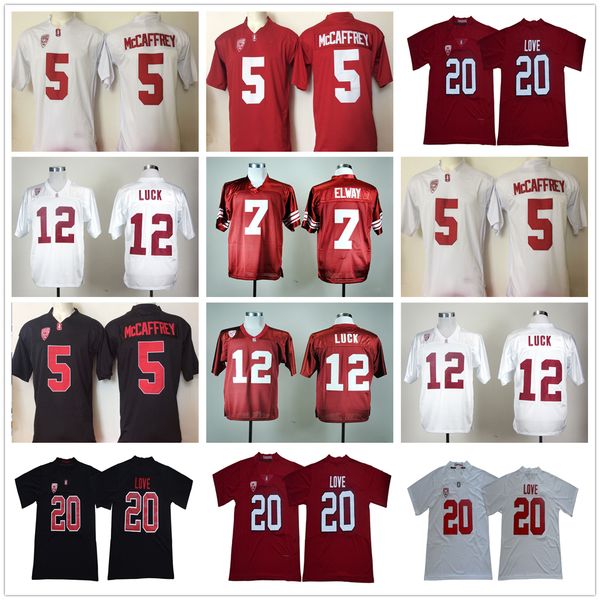 

ncaa college football jerseys 20 bryce love 5 christian mccaffrey 7 john elway 12 andrew luck jersey, Black
