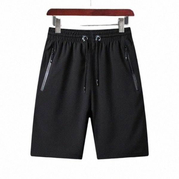 

men's shorts men's shorts solid color zipper pockets drawstring quick dry knee-length training mens gym men sport short pants 12ky, White;black