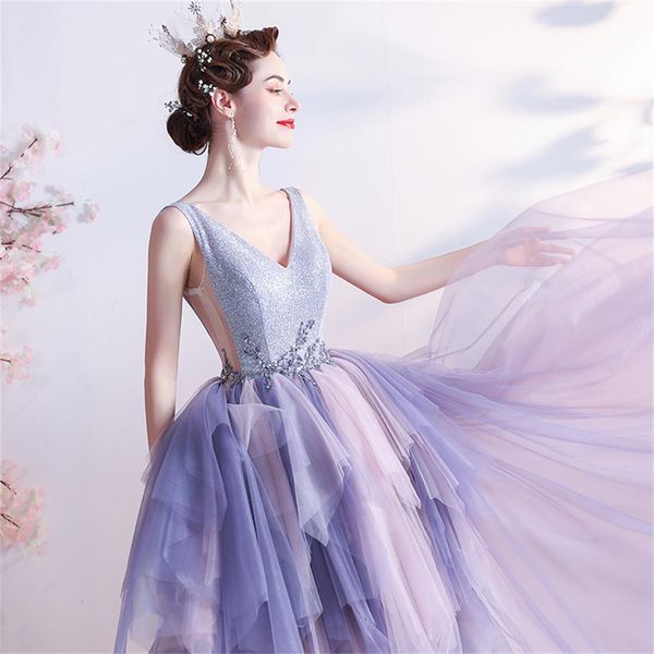 

party dresses modern fashion breathable sleeveless v neck lace up lace sweetheart princess tufted evening dress ys1090, Black