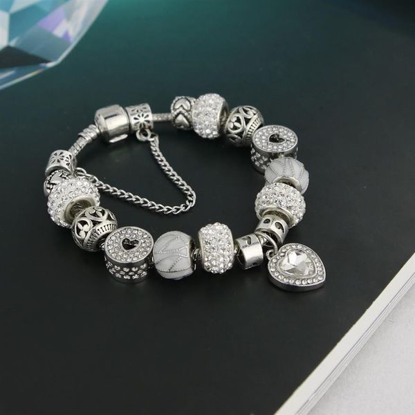 

strands silver persistent love pand fashion personality bracelet valentine's day beads bracelet gift for a friend whole243h, Black