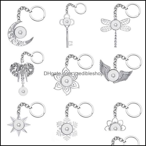 

keychains noosa fashion keychains moon flowers elephant wings crystal rhinestone snap key chains fit 18mm buttons keyrin dhseller2010 dhqal, Silver