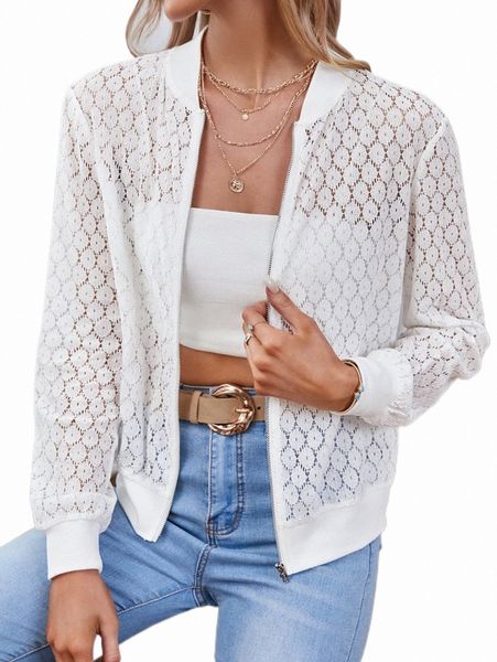 

women's jackets zip up floral lace bomber jacket c0g4#, Black;brown