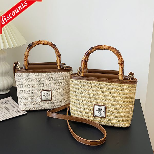 

designer bags women's 2022 new fashion straw bucket versatile bamboo handbag single shoulder messenger evening clutches