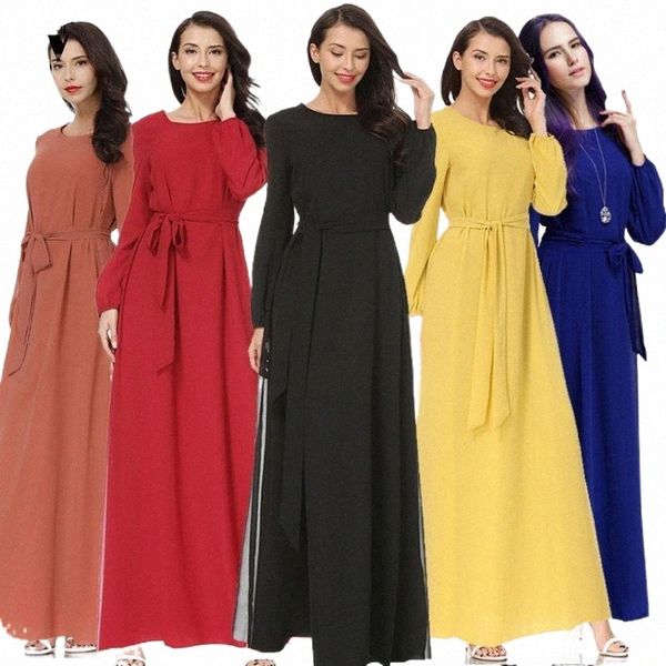 

ethnic clothing womail muslim dress women kaftan islamic abaya long sleeve high waist chiffon elegant party dubai maxi 2022 a91 o1oi#, Red