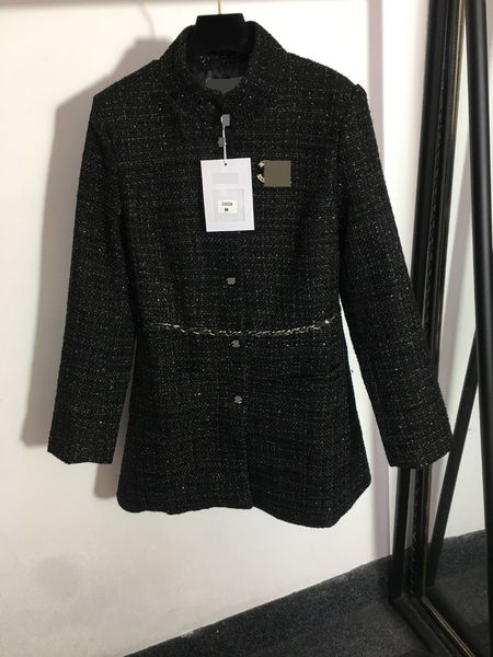 

811 l 2022 autumn brand same style dress long sleeve empire fashion womens clothes lapel neck meiyi, Black