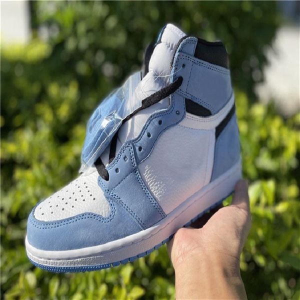 

555088-134 jumpman 1 high og university blue men basketball shoe real suede women mens outdoor athletic sneakers size 36-46311d