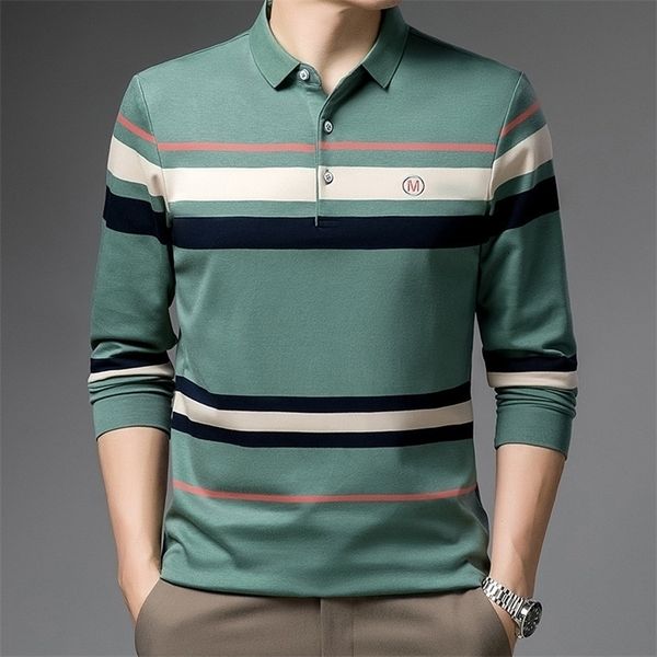 

men's polos ymwmhu cotton shirt men long sleeve lapel green autumn fashion male korean clothing slim fit tshirt 220908, White;black