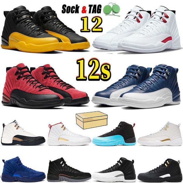 

12 12s mens basketball shoes royal reverse flu game playoffs royalty taxi grind bordeaux cherry utility twist gamma blue men women trainers, Black